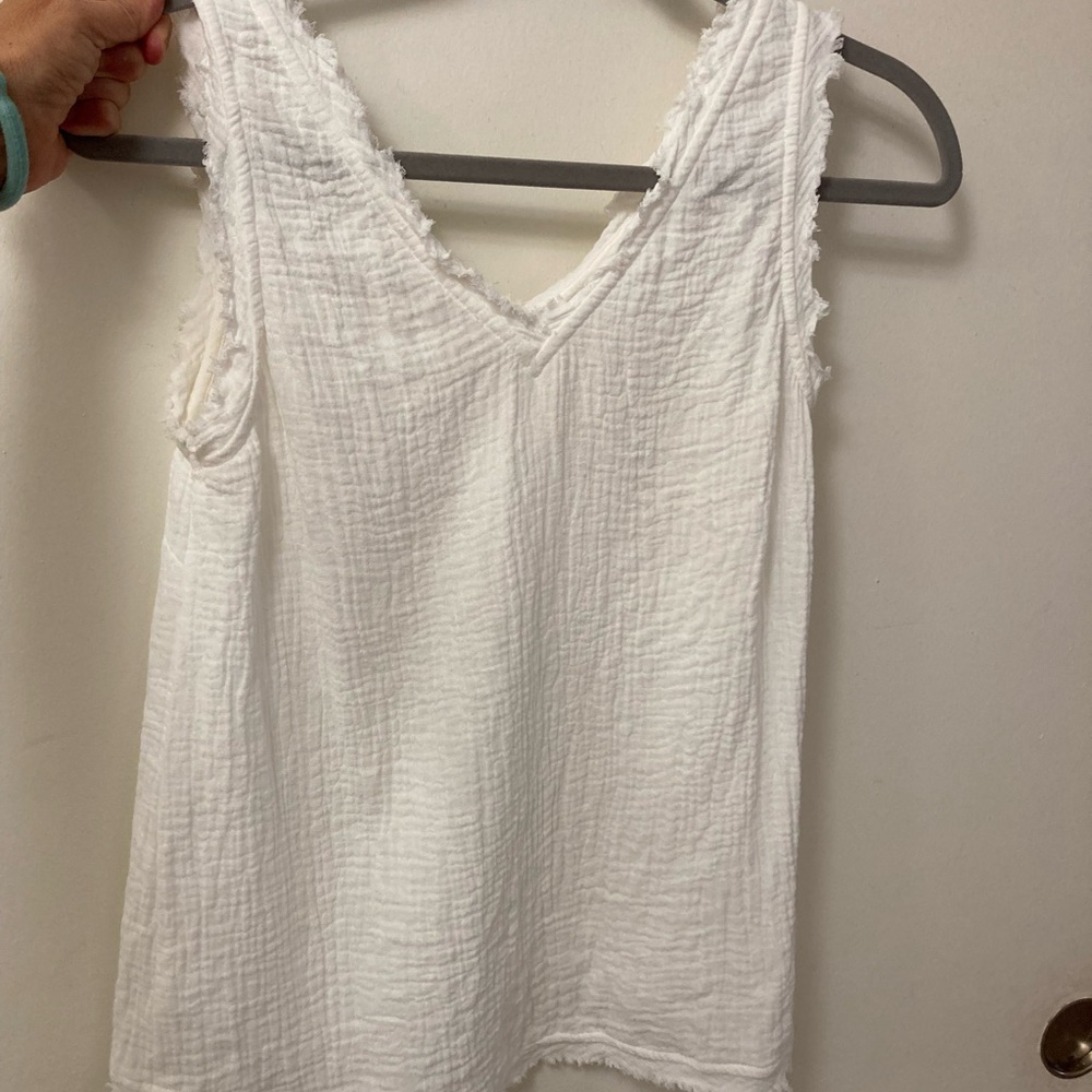 Michael Stars double cotton gauze v-neck White Tank Top